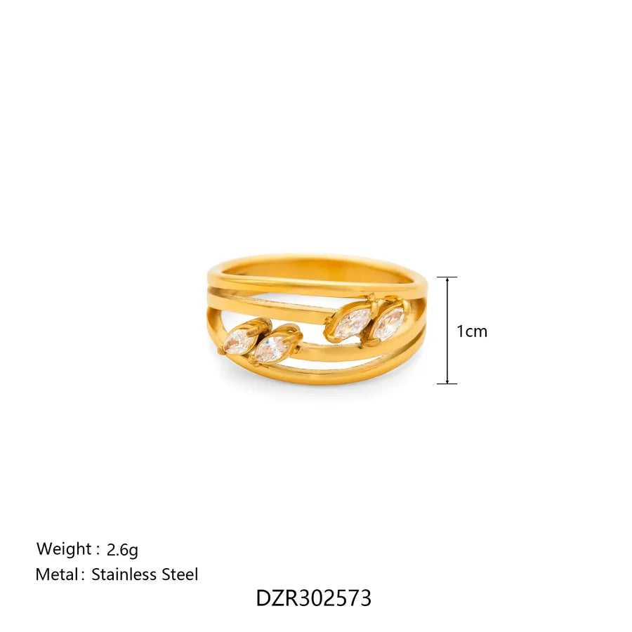 Boho 18K Gold Plated Wave Ring for Women 5772901