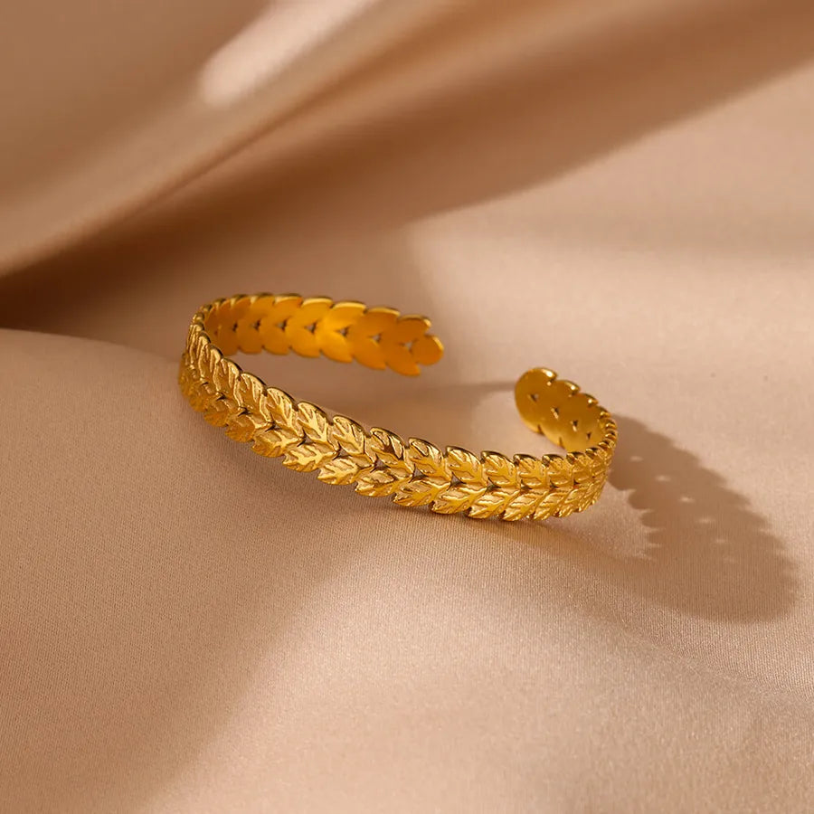 18K Gold Leaf Bracelet for Women