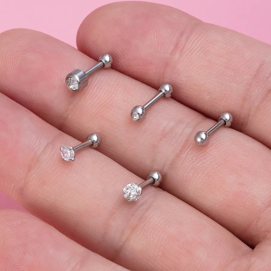 Silver Geometric Zircon Tooth Earrings Set Set 2