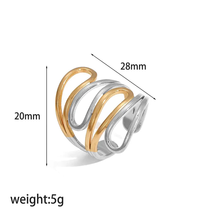 Geometric Titanium Steel Ring – Unisex Gold Plated TR4467-M