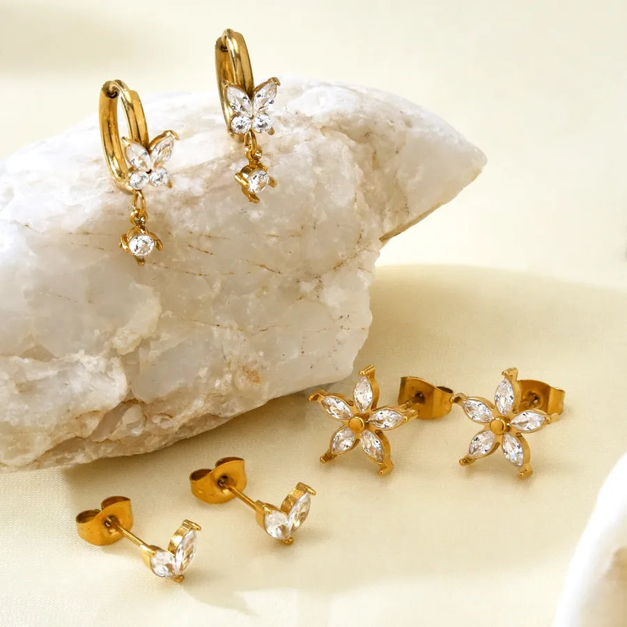 18K Gold Plated Stainless Steel Zircon Earrings
