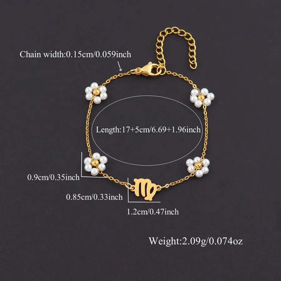 18K Gold Zodiac Pearl Bracelet for Women