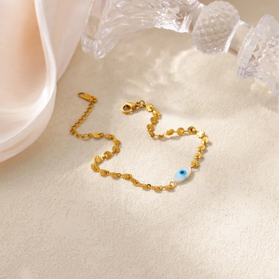 Gold Devil's Eye Pearl Bracelet for Women