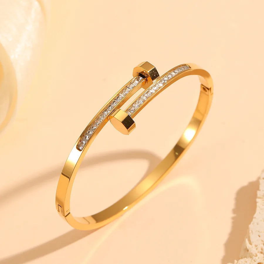 18K Gold PVD Geometric Stainless Steel Bangle