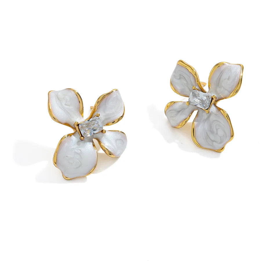 18K Gold Plated Butterfly Pearl Stud Earrings