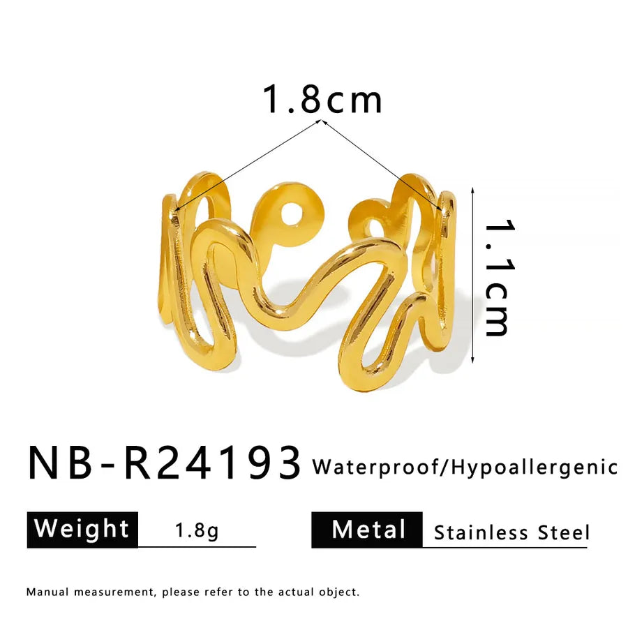 18K Gold Plated Twisted Open Stainless Steel Ring Opening NB-R24193