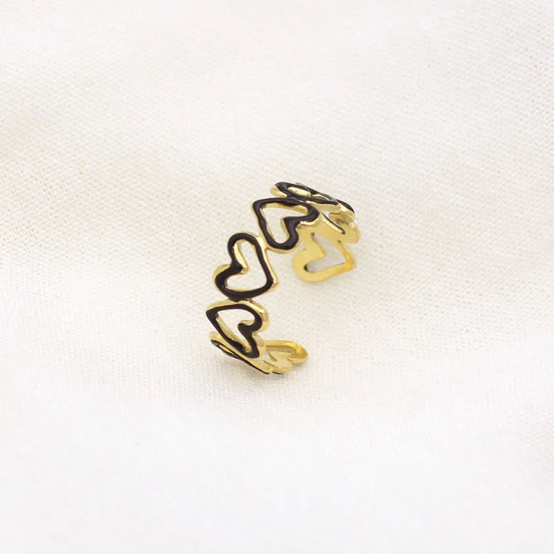 Leaf Enamel Stainless Steel Open Ring for Women Style 17