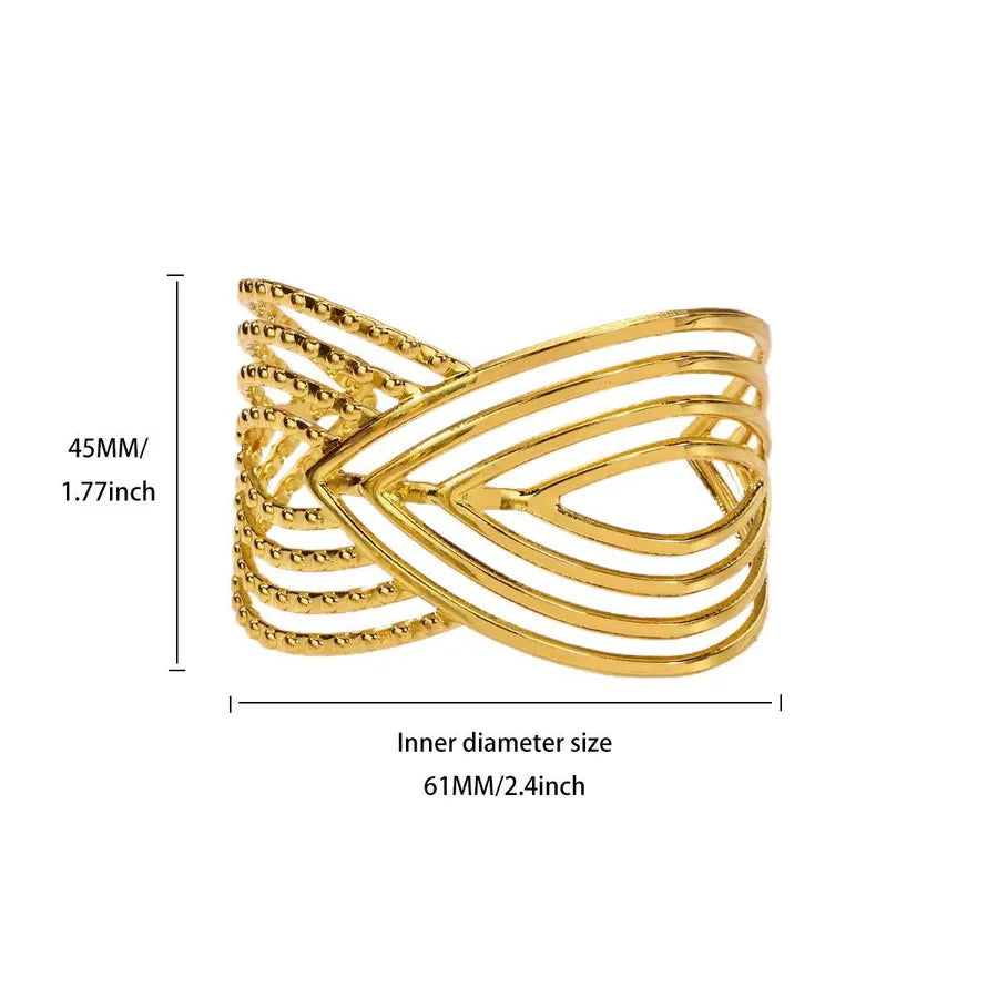 Gold Plated Geometric Wide Cuff Bracelet B2080G