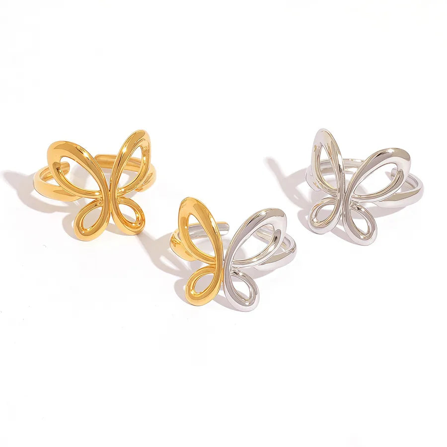 18K Gold Plated Butterfly Adjustable Ring