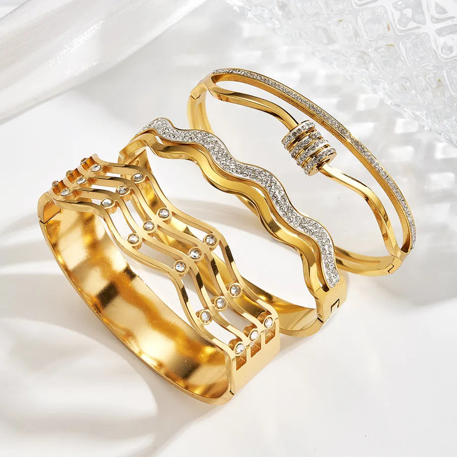 18K Gold PVD Open Bangle Bracelet for Women