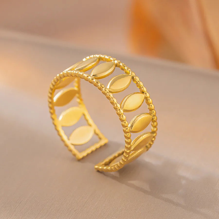 18K Gold Geometric Titanium Steel Open Ring K27 Gold Ring Adjustable