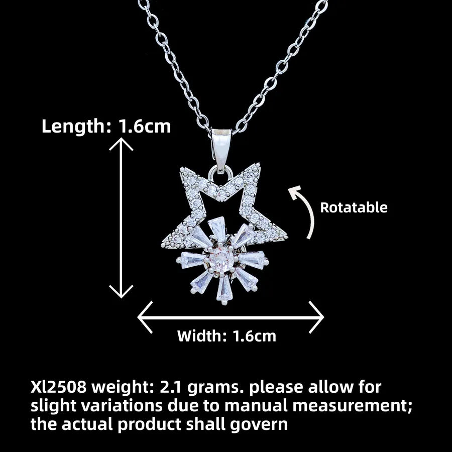 Butterfly & Whale Couple Pendant Necklace XL2508 Rotating Pentagram Necklace Silver