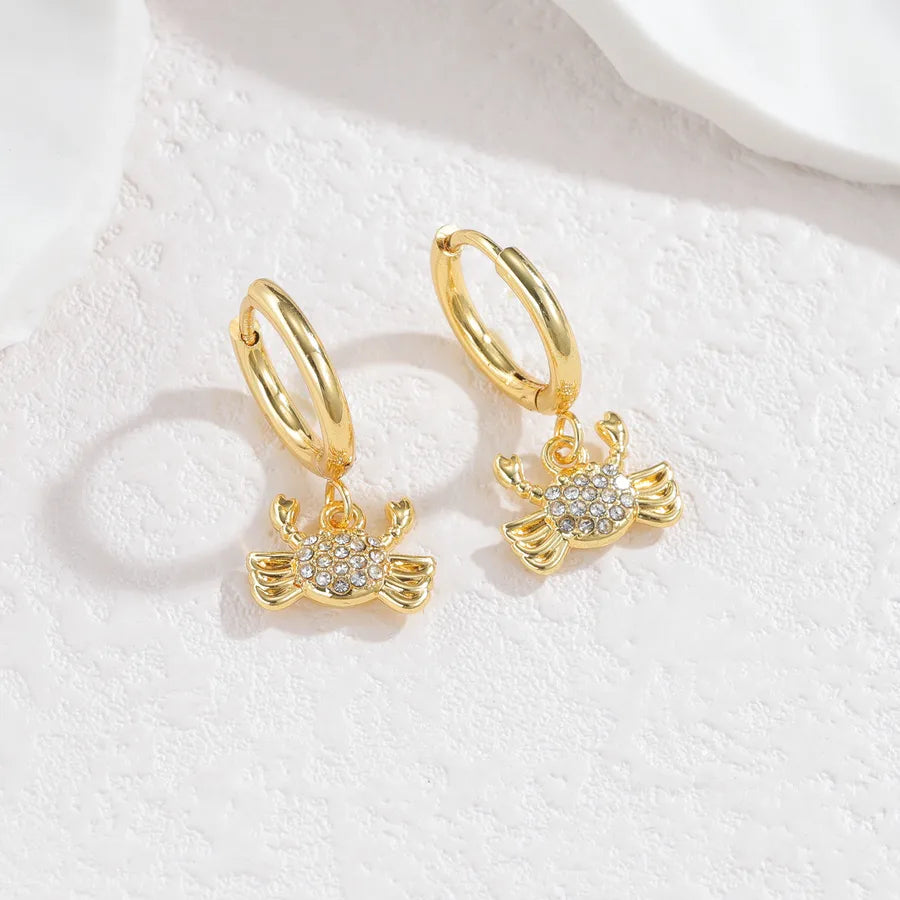 Starfish & Shell Diamond Stainless Steel Earrings SE1177 - Pangxie