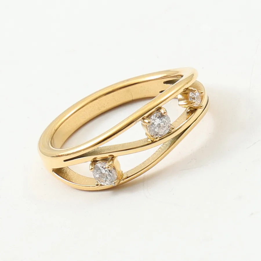 18K Gold Plated Geometric Titanium Steel Ring A Type Gold Number 8 A1681