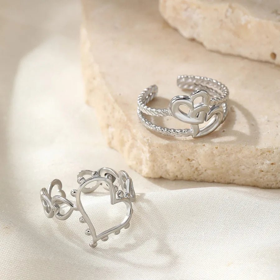 Adjustable Gold Stainless Steel Open Ring Average Size Steel Color 008#