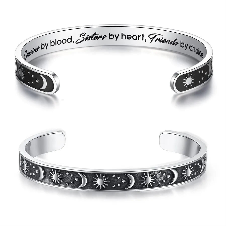 Retro Heart Stainless Steel Bangle 19-Cousin Gifts - Sun & Moon -_yythk