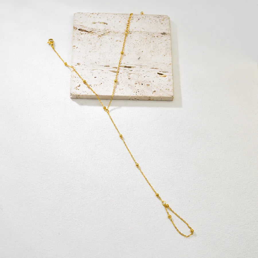 Gold Stainless Steel Finger Chain Bracelet