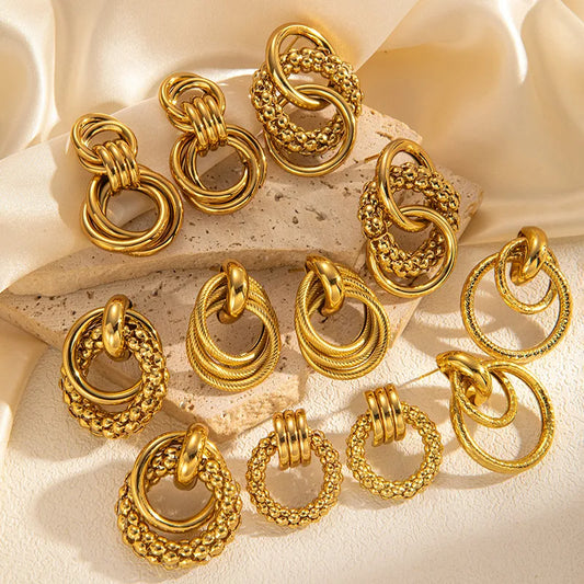 Retro Titanium Steel Hollow Earrings