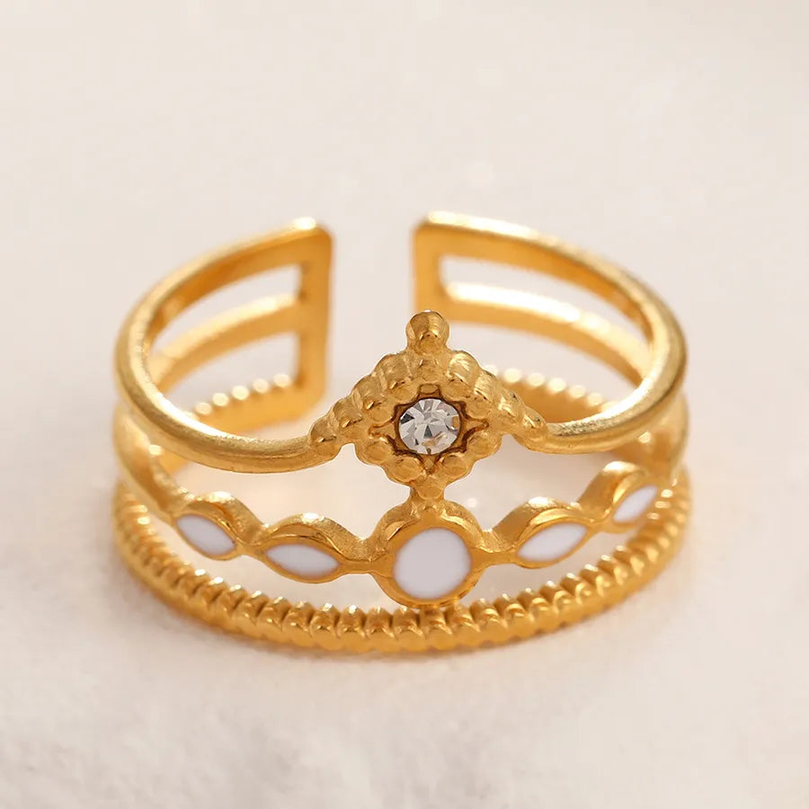 Adjustable Gold Crown Ring in Stainless Steel Adjustable Opening 18k real gold crown white diamond white