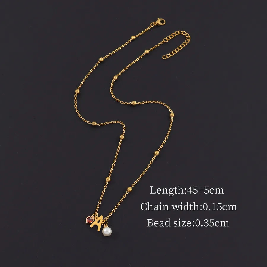 18K Gold Plated Heart & Letter Pendant Necklace Gold A