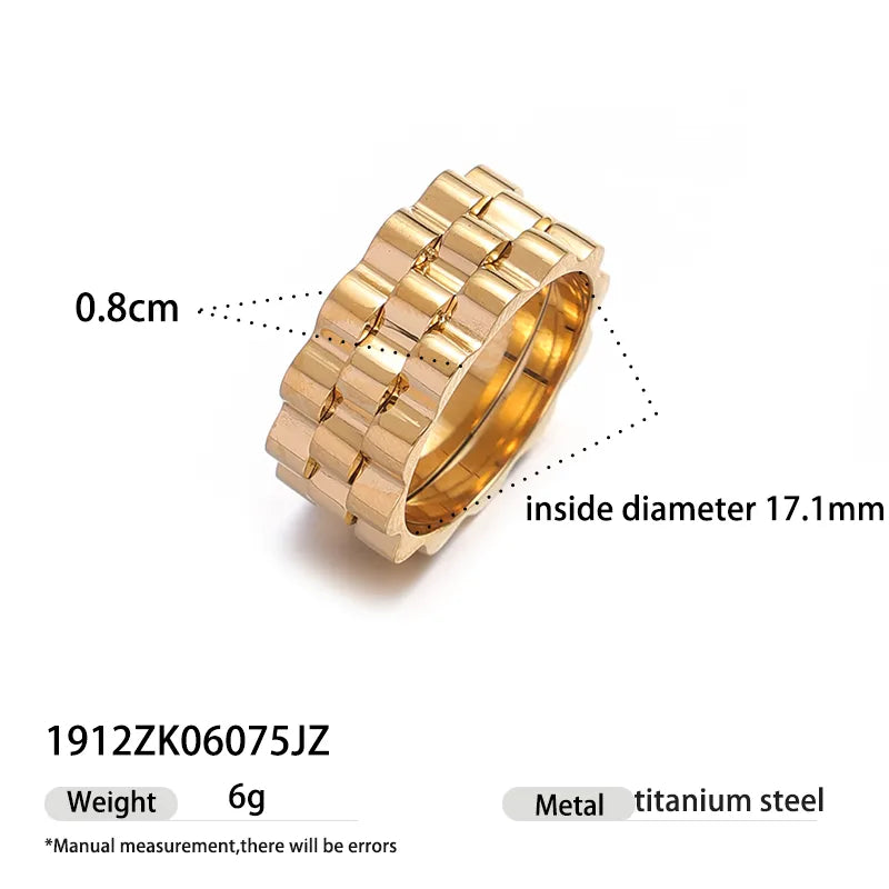 Retro Gold-Plated Titanium Steel Statement Ring 1912ZK06075JZ