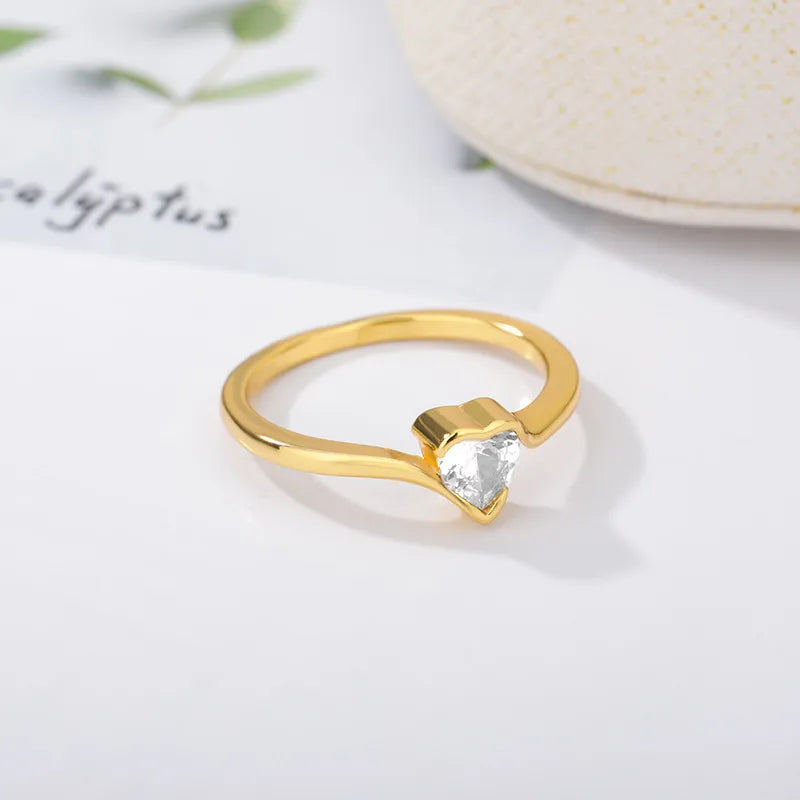 Gold Heart Zircon Ring for Women JZ530G-8 (No. 8)