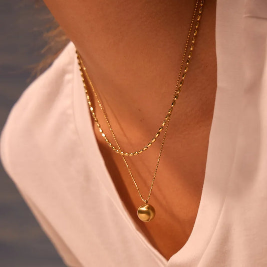Minimalist Gold Beaded Stainless Steel Necklace