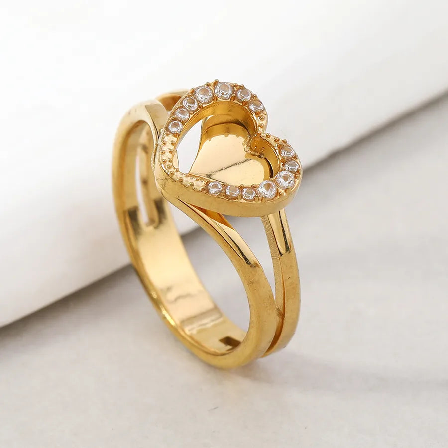 Gold-Plated Zodiac Diamond Ring for Women Average Size Heart-shaped Semi-set Diamond