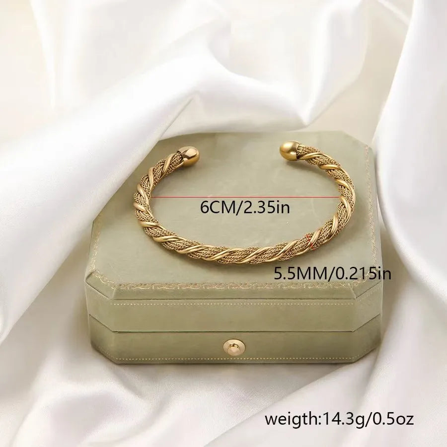 18K Gold Plated Twisted Stainless Steel Bracelet