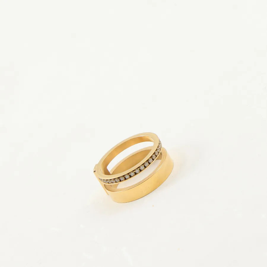 18K Gold Plated Titanium Ring with Zirconia