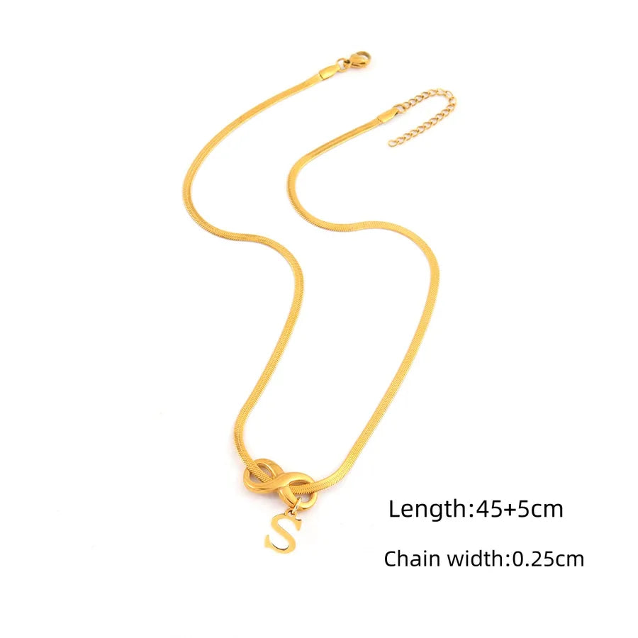 18K Gold Plated Infinity Letter Pendant Necklace Gold S