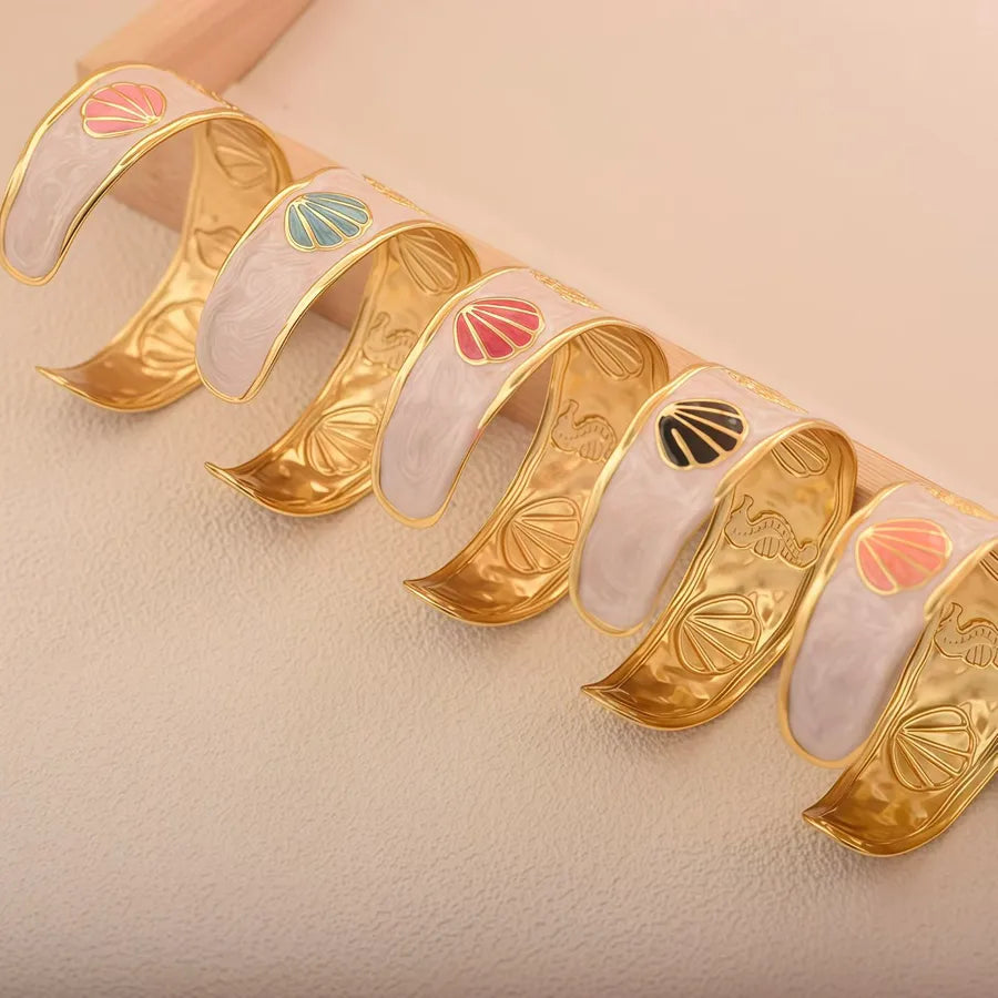 Gold-Plated Conch & Scallop Stainless Steel Bracelet
