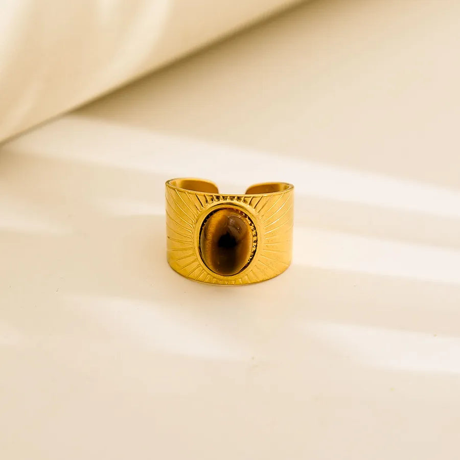 Unisex Gold-Plated Enamel Open Ring 70