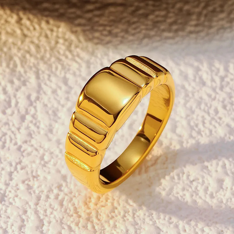 Geometric Titanium Steel Ring for Women