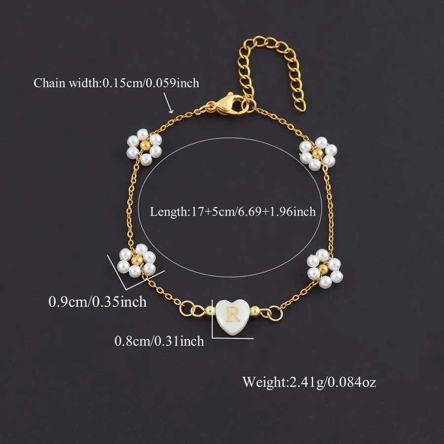18K Gold Plated Heart & Pearl Bracelet