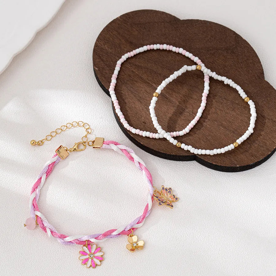 Boho Beaded Flower Bracelets Set – 3pcs