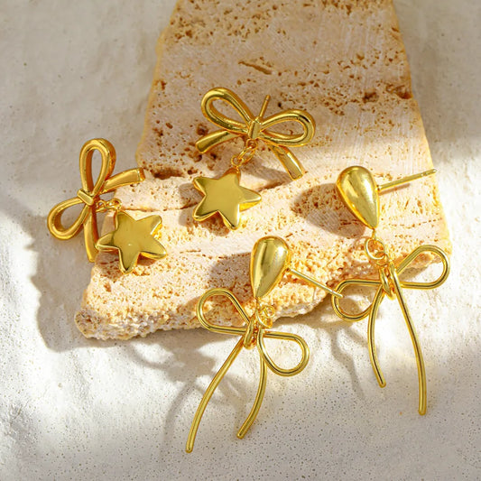 18K Gold Plated Butterfly Star Stud Earrings