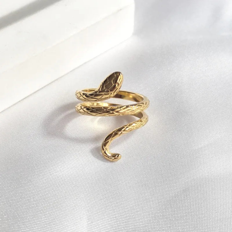18K Gold Snake Open Ring – Stainless Steel Style 5