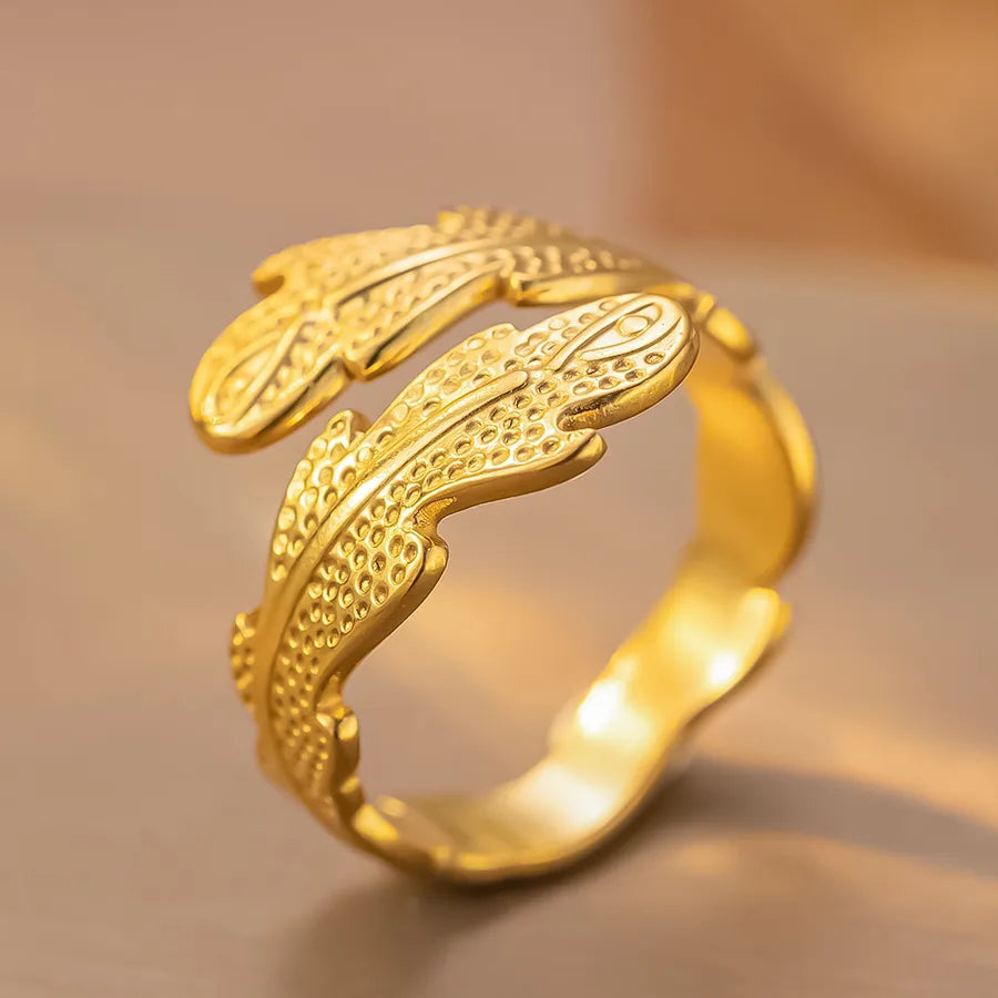 Geometric Titanium Steel Couple Ring K189 Gold Ring Adjustable