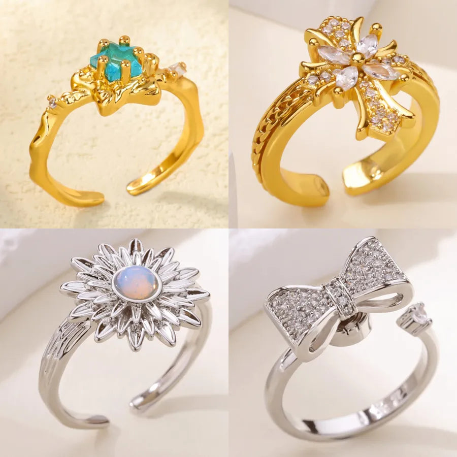 Gold Plated Cross & Star Ring for Women