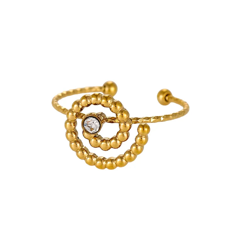 18K Gold Plated Titanium Steel Geometric Ring One Size BJ1215B5 9*9*1