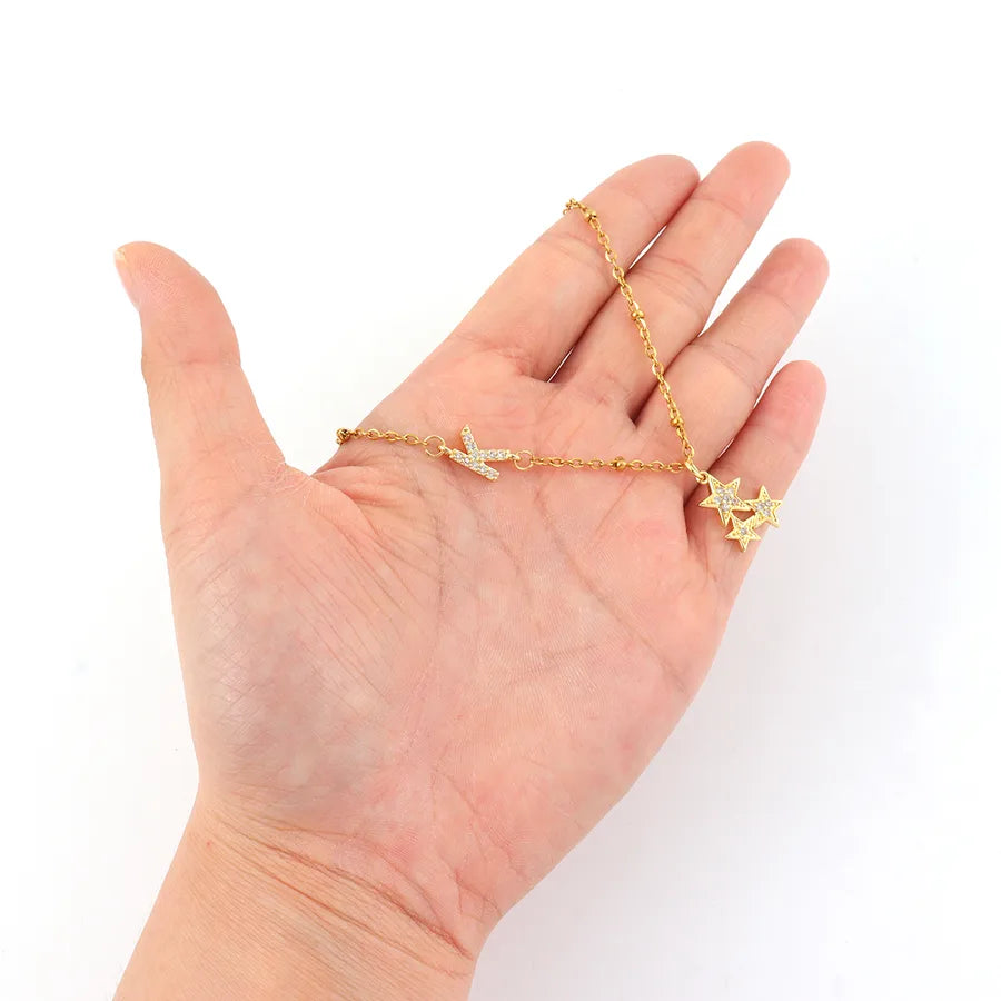 Gold Star Zircon Pendant Necklace for Women