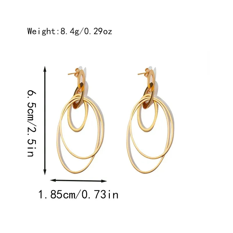 18K Gold Plated Geometric Stainless Steel Earrings Gold