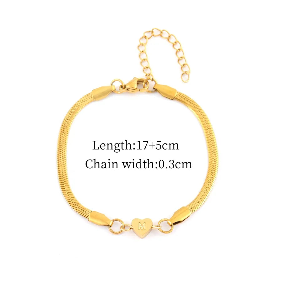 Gold Heart Initial Bracelet for Women Gold m
