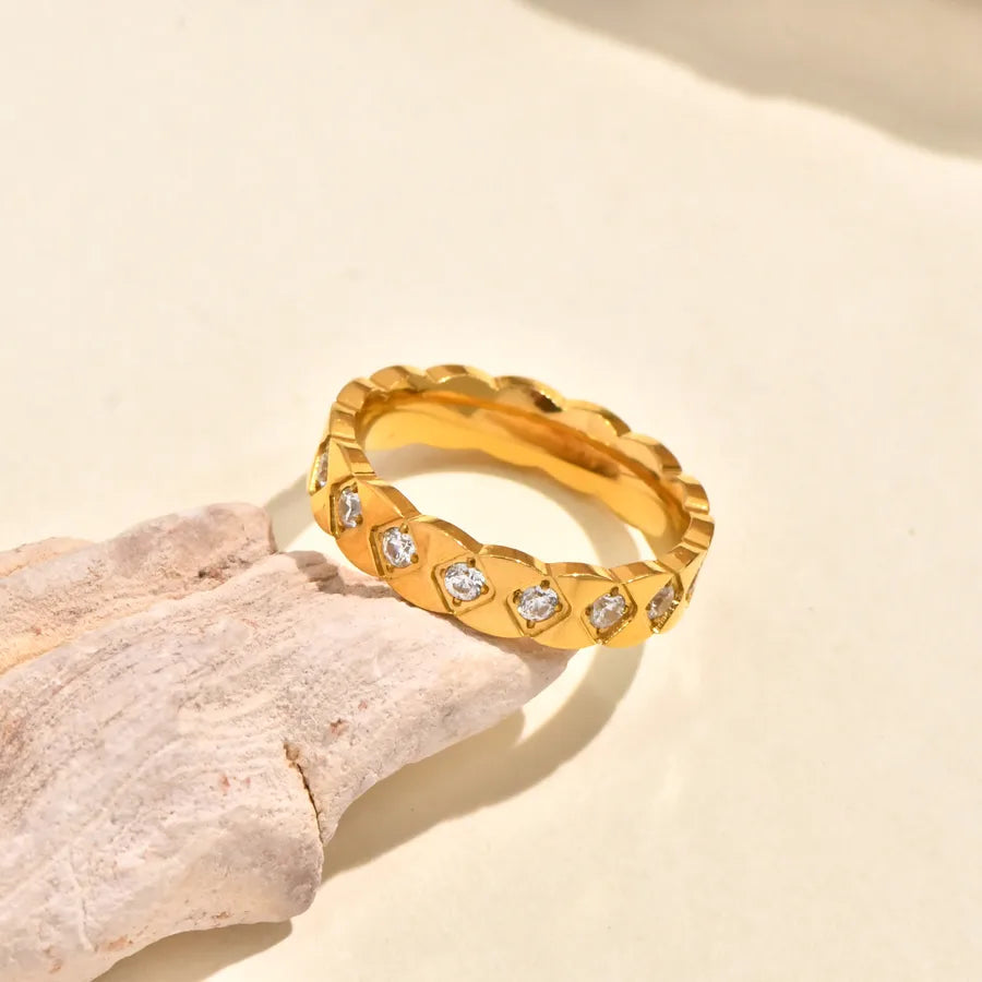 18K Gold Plated Double Layer Zircon Ring