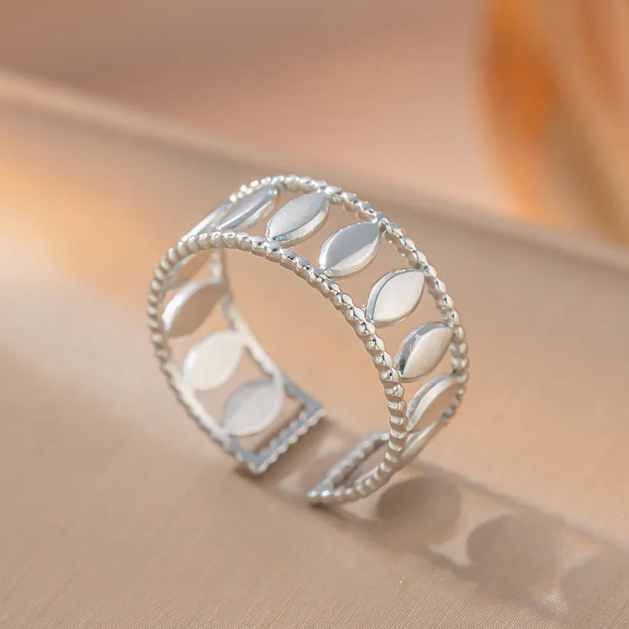 18K Gold Geometric Titanium Steel Open Ring K28 Steel Color Ring Adjustable