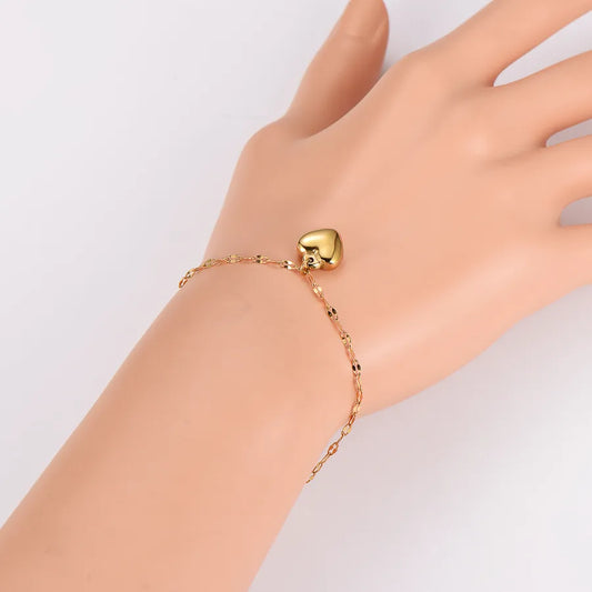 18K Gold Heart Vintage Stainless Steel Bracelet
