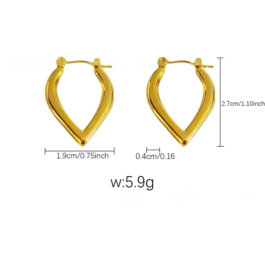 Elegant Gold Titanium Steel Hoop Earrings