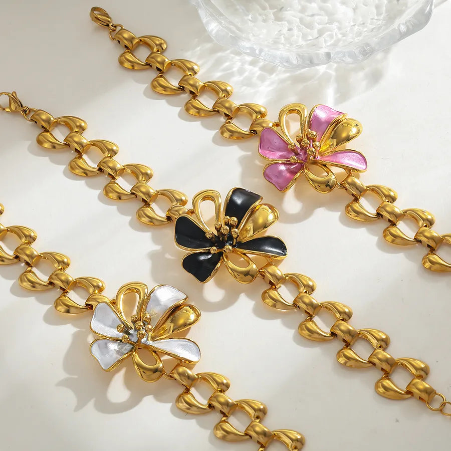 18K Gold Plated Stainless Steel Flower Bracelet