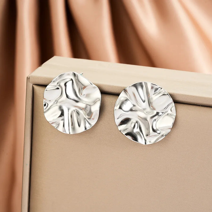 Irregular 18K Gold Plated Stainless Steel Earrings E1405-B (a Pair of Silver Ear Studs)